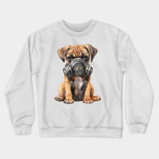 Boxer Dog Wearing Gas Mask Crewneck Sweatshirt